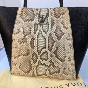 Louis Vuitton Black Grained Leather and Python Lockme Cabas Tote Bag